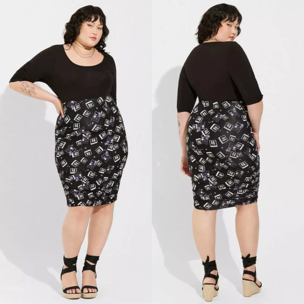 NWT Torrid 2 Warner Bros Beetlejuice Mini Super Soft Shirring Dress 2X 18 20